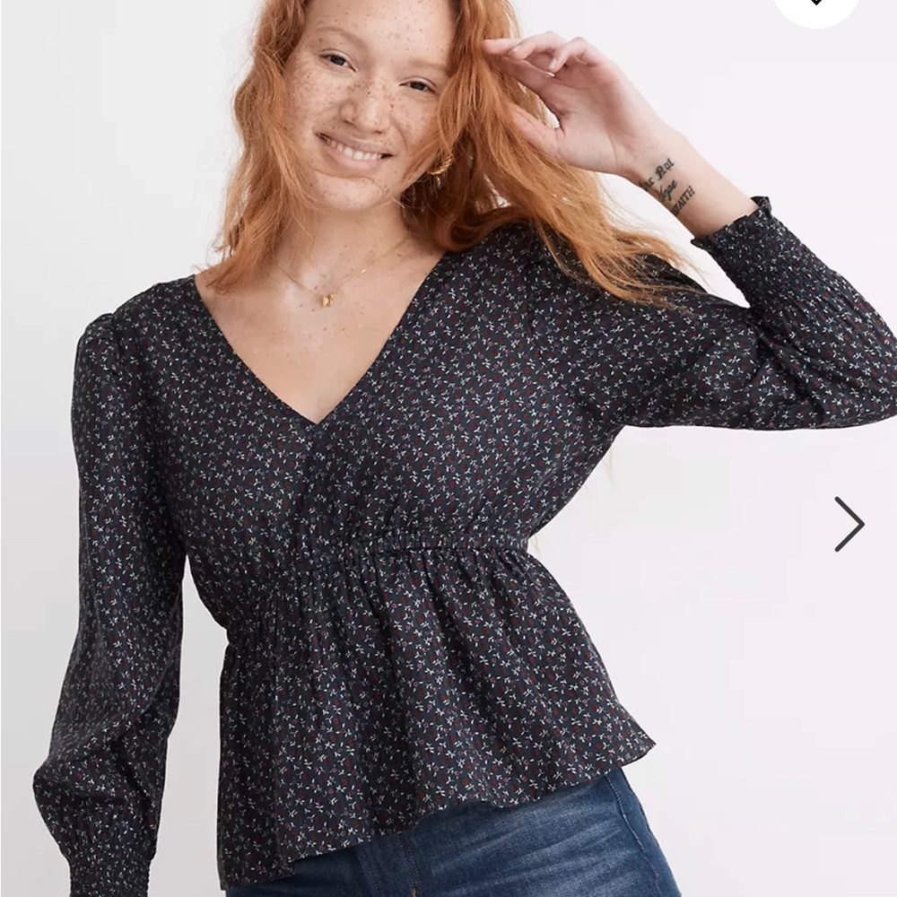 Tie-Back Peplum Top - daisy print